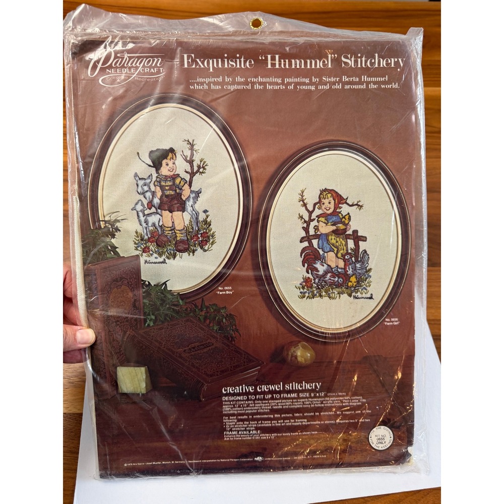VTG Paragon Needlecraft Hummel Farm Boy Crewel Kit 9x12 Embroidery Sealed 0655 - Picture 10 of 10